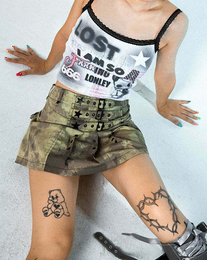 00's Style I Am So Lonely Skinny Tank - Y2K Grunge & Retro Fashion for Trendy Looks