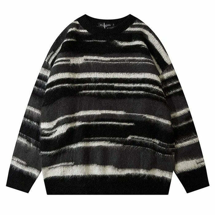 90's Aesthetic Striped Knit Sweater - Y2K Fashion Essential for Trendy Street Outfits