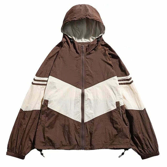 90's Brown Oversized Bomber Jacket - Y2K Grunge Fashion Essential for Trendy Outfits