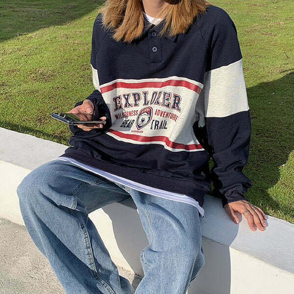 90's Explorer Sweatshirt - Vintage Y2K Grunge Fashion for Trendy Fall Outfits