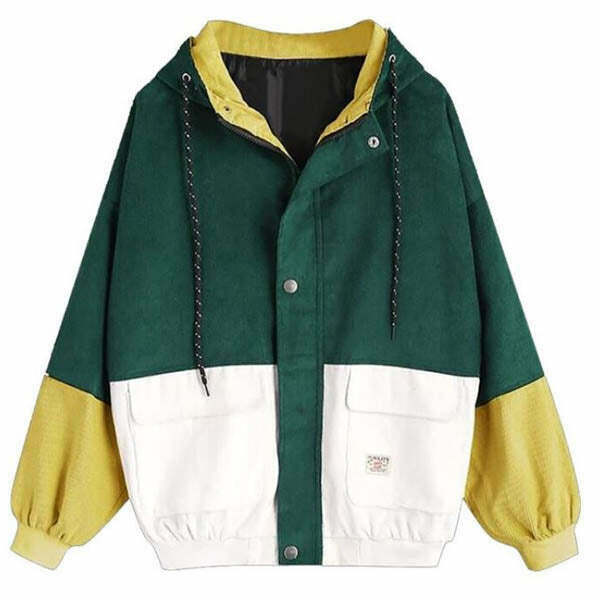 90s Kids Corduroy Hooded Jacket - Y2K Fashion for Trendy Outfits and Grunge Style