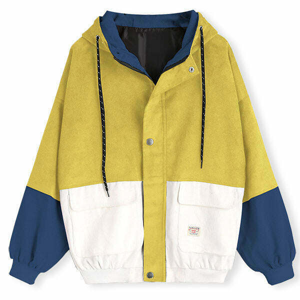 90s Kids Corduroy Hooded Jacket - Y2K Fashion for Trendy Outfits and Grunge Style