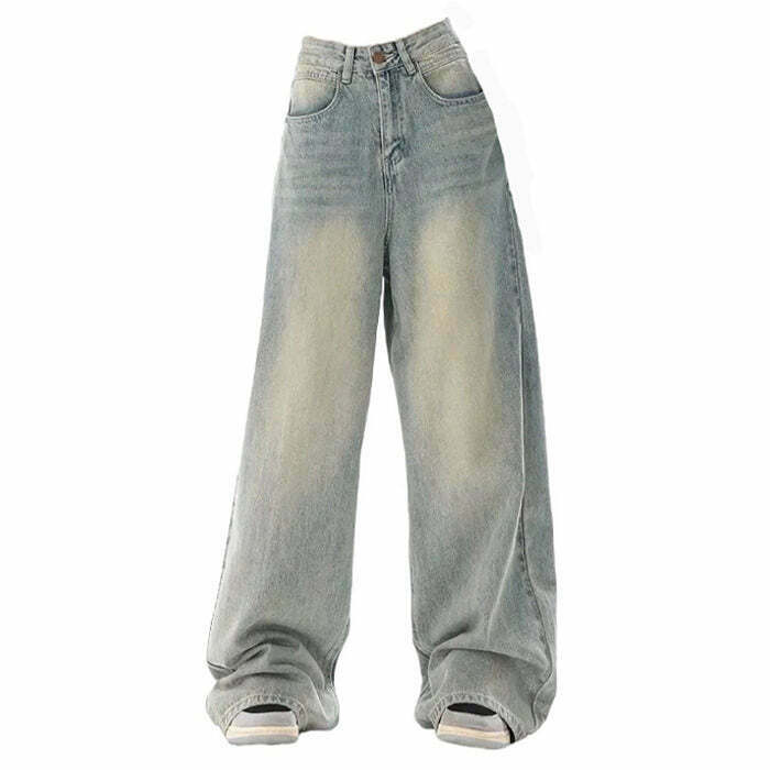 90's Light Wash Baggy Jeans for Y2K Grunge Outfits - Trendy 2000s Fashion Essentials