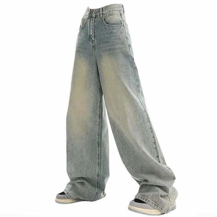 90's Light Wash Baggy Jeans for Y2K Grunge Outfits - Trendy 2000s Fashion Essentials