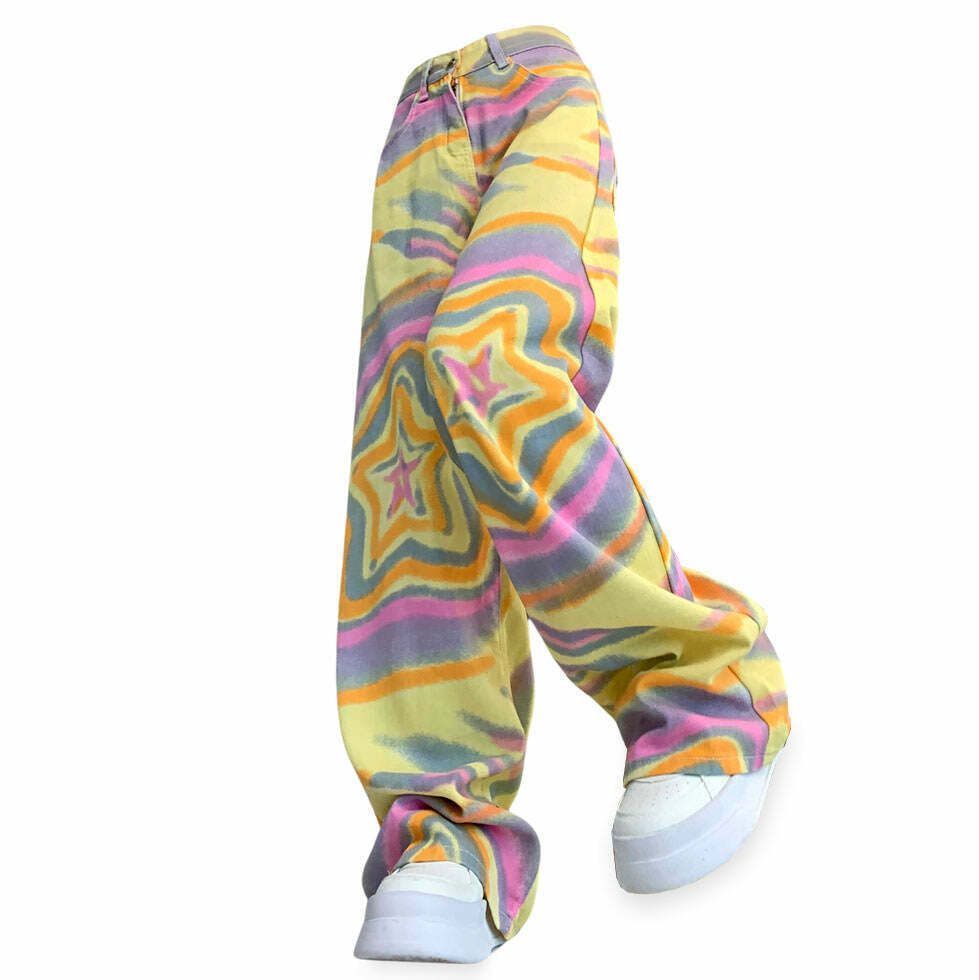 90s Star Print Trousers - Y2K Grunge Fashion for Trendy Skaters and Retro Lovers