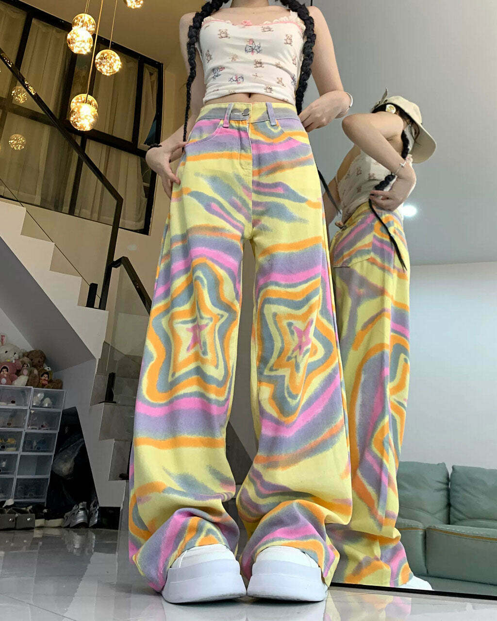 90s Star Print Trousers - Y2K Grunge Fashion for Trendy Skaters and Retro Lovers