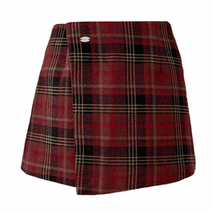 About A Girl Grunge Plaid Wrap Skirt - Y2K Style Fashion for Trendy Outfits