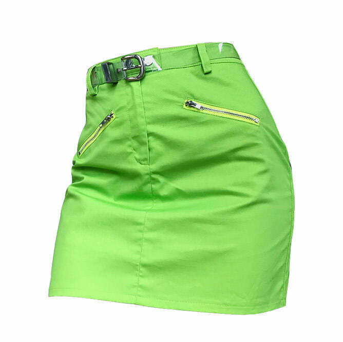 Acid Spark Green Skirt - Trendy Y2K Style for Couples & Spring Outfits