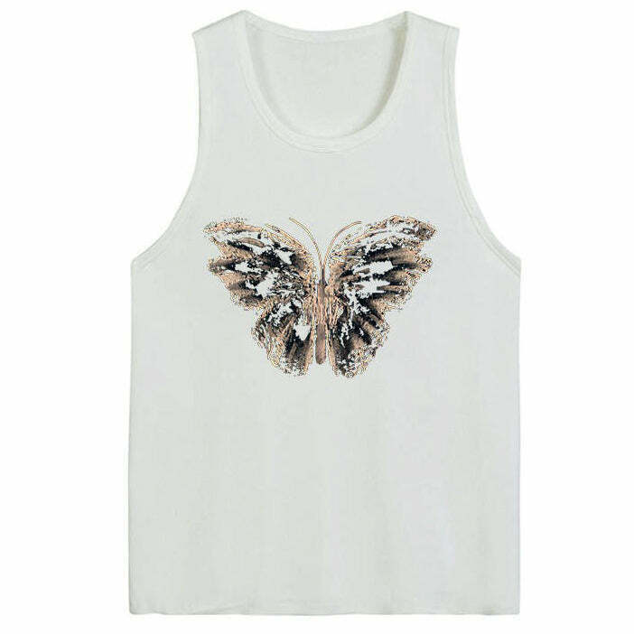 Aesthetic Butterfly Print Tee - Trendy Y2K Fashion for Grunge and Punk Styles