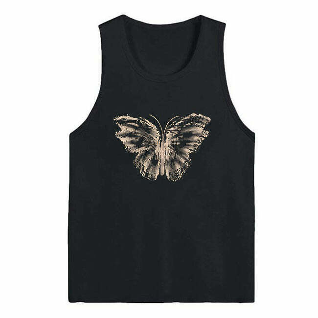 Aesthetic Butterfly Print Tee - Trendy Y2K Fashion for Grunge and Punk Styles