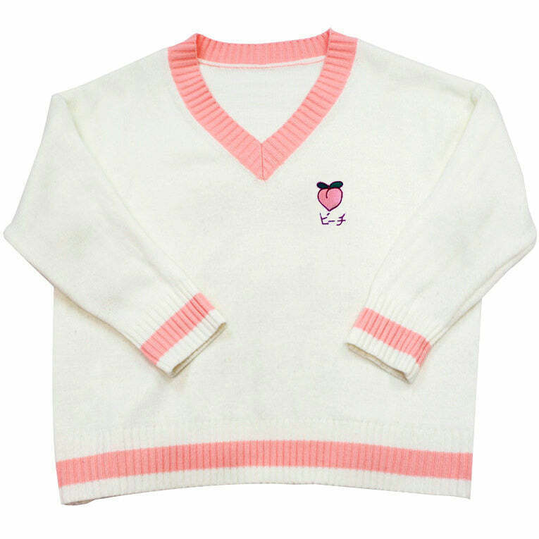 Aesthetic Peach Jumper for Y2K Fashion: Trendy Indie Style for Men and Women