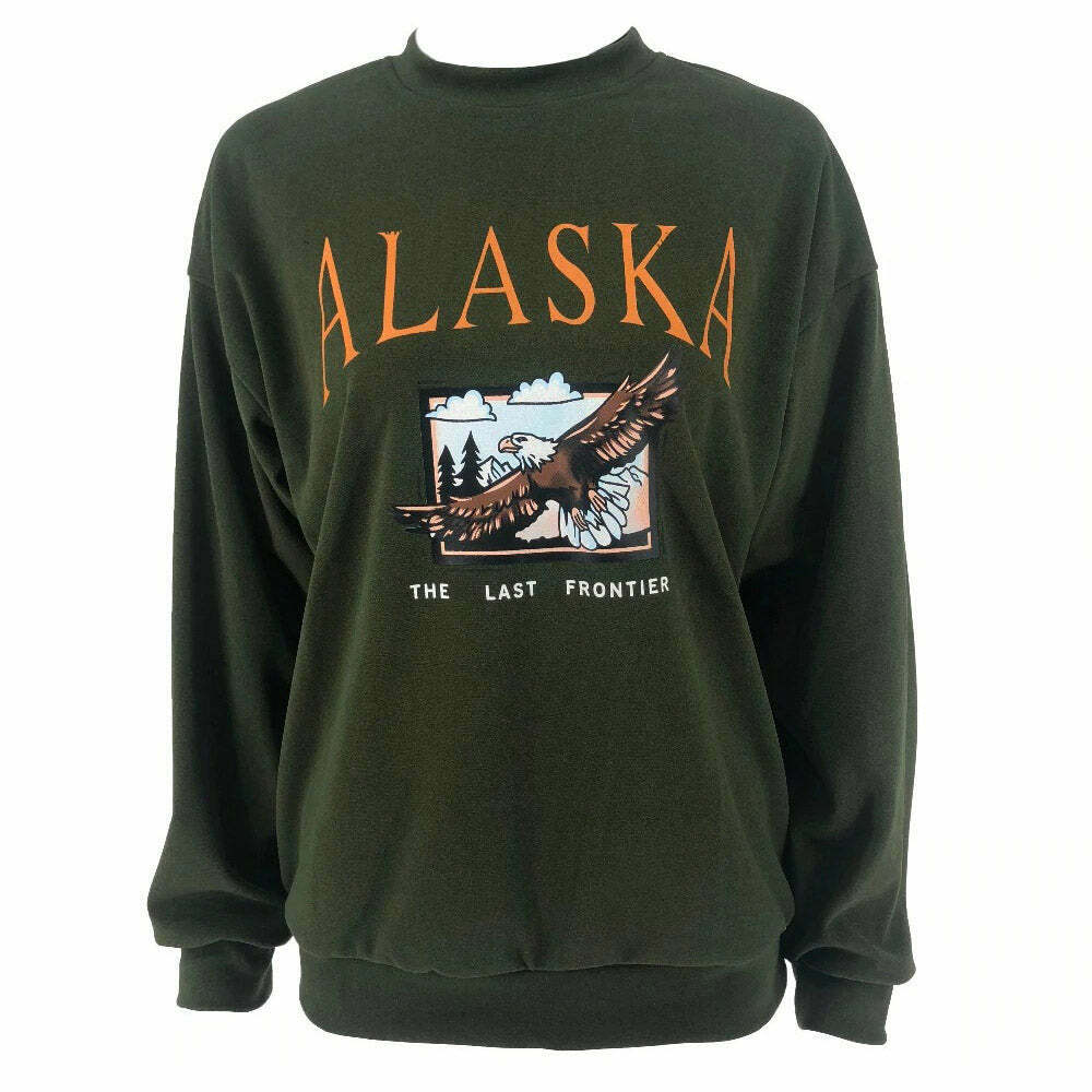 Alaska Print Sweatshirt - Y2K Emo & Grunge Style for Trendy Concert Outfits