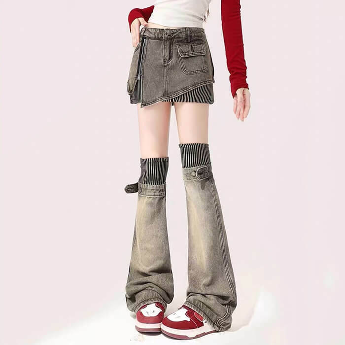 American Dream Skirt & Leg Warmers Set - Trendy Y2K Fashion for Grunge and Emo Styles