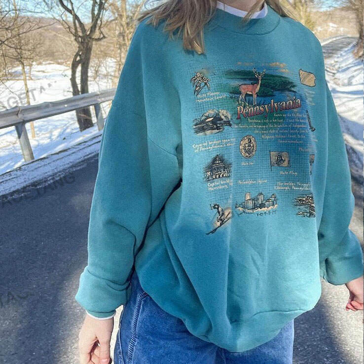 American Girl Pennsylvania Sweatshirt - Trendy Y2K Style for Boys & Retro Fashion Lovers