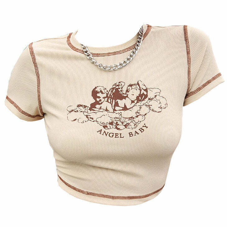 Angel Baby Crop Top - Y2K Style Casual Outfit for True Y2K Fashion Enthusiasts