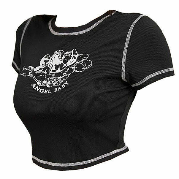 Angel Baby Crop Top - Y2K Style Casual Outfit for True Y2K Fashion Enthusiasts