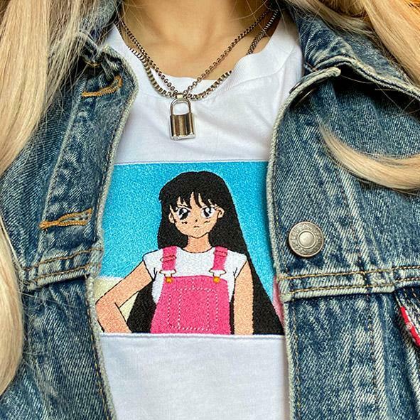 Anime Embroidered T-Shirt - Y2K Drip Style for Trendy Fashion Enthusiasts