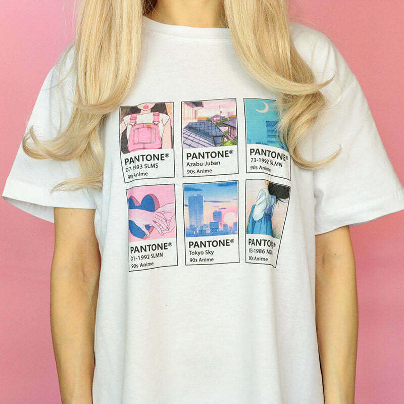 Anime Pantone T-Shirt for Women - Trendy Y2K Baggy Style Casual Outfit