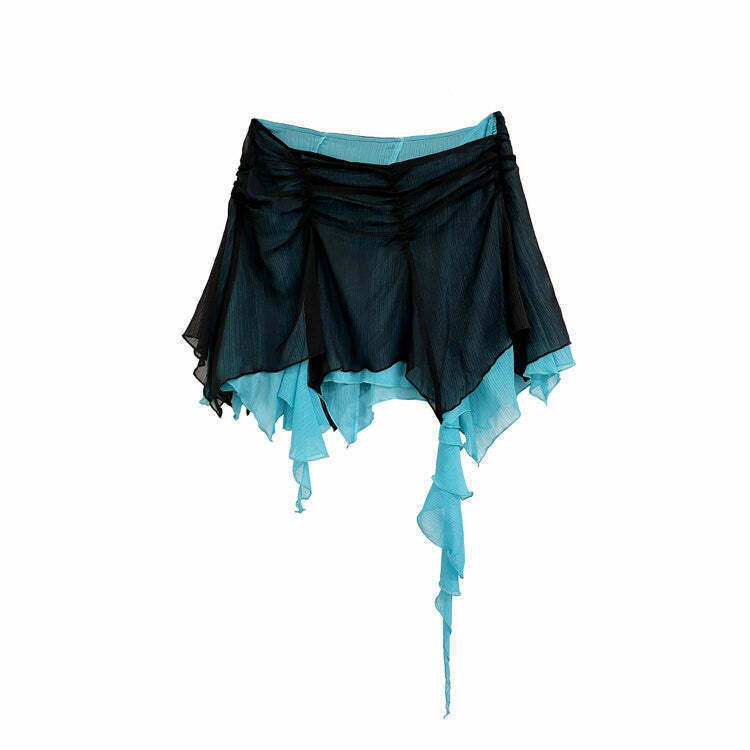 Asymmetric Ruffled Mini Skirt in Green - Trendy Y2K Fashion for Club and Casual Outfits