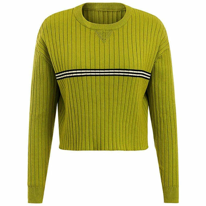 Avocado Green Jumper - Trendy Y2K Style for Duo Outfits and Retro Fashion Lovers