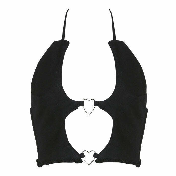 Bad Manners Heart Halter Top - Y2K Grunge Style for Trendy Outfits & Fashion Lovers