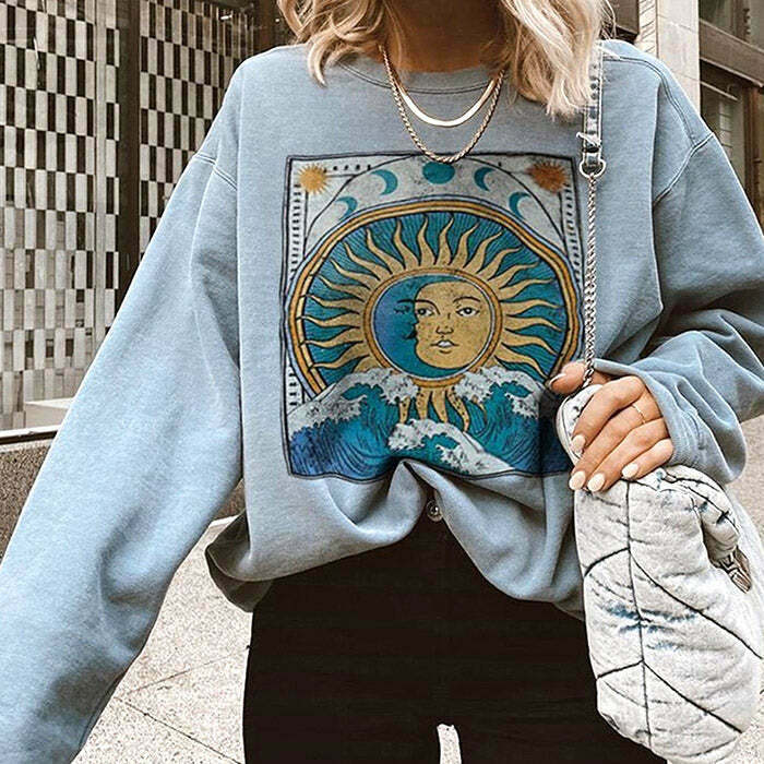 Balance of Sun & Moon Sweatshirt - Y2K Style Inspo for Boho Fashion Lovers