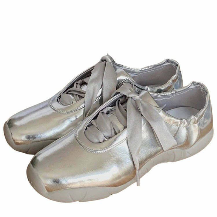 Balletcore Aesthetic Satin Bow Sneakers - Trendy Y2K Fashion for Stylish Outfits