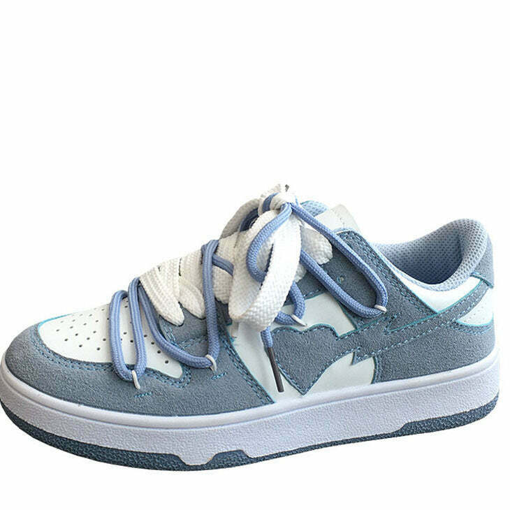 Blue Heart Aesthetic Sneakers for Y2K Fashion - Trendy Hip Hop Style for Club Outfits