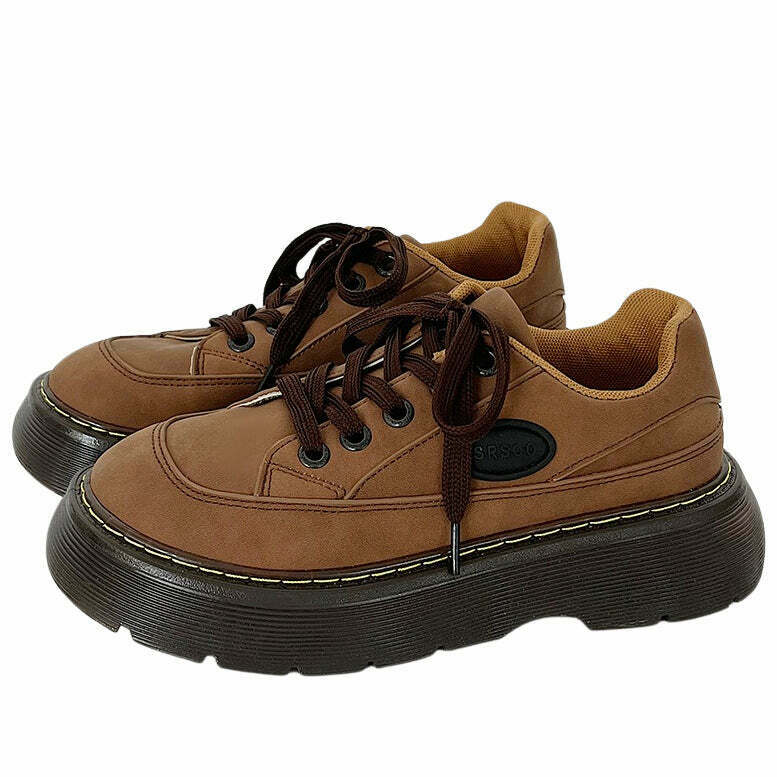 Brown Aesthetic Platform Oxford Shoes for Y2K Fashion, Grunge Styles & Trendy Outfits