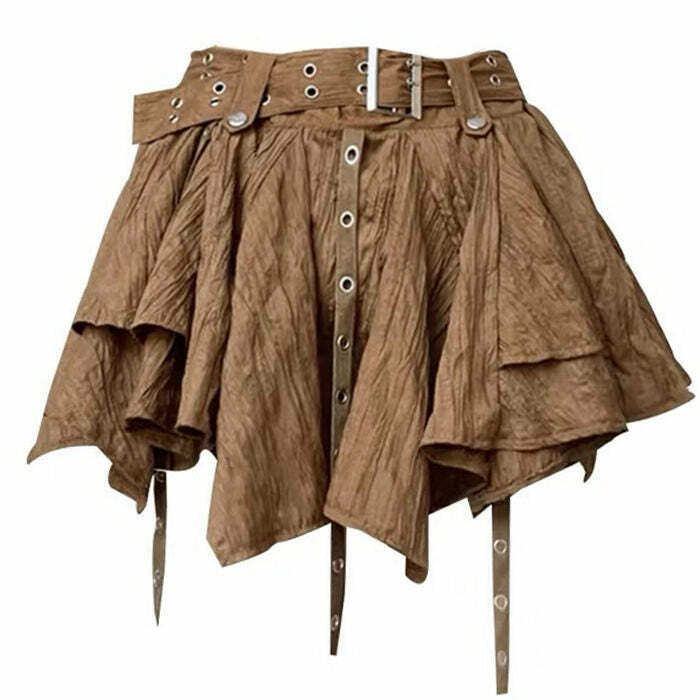 Brown Forest Fairy Mini Skirt - Trendy Y2K Outfit for Women & Girls' Fashion