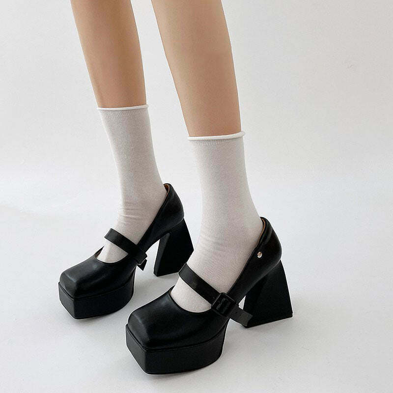 Campus Queen Platform Mary Janes - Y2K Grunge Style Footwear for Trendy Outfits