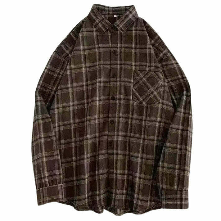 Casual Friday Aesthetic Vintage Plaid Shirt for Y2K Fashion and Grunge Style Outfits