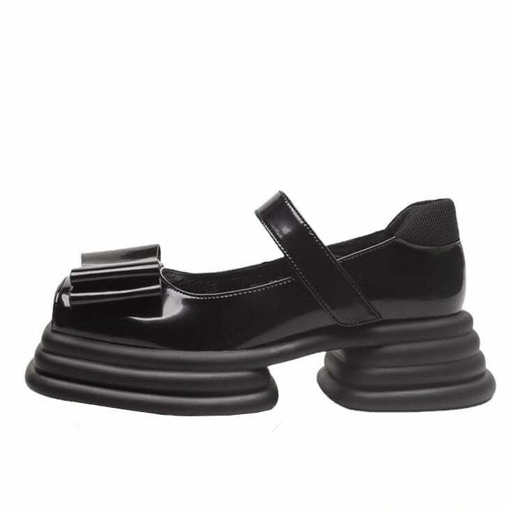 Chic Bow Mary Janes for Y2K Grunge Fashion - Retro Aesthetic Footwear for Modern Outfits