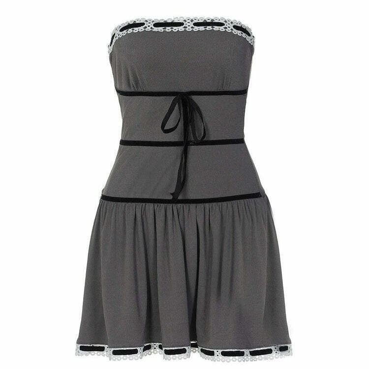 Chic French Maid Grey Dress - Y2K Style for Retro Parties and Fashionable Events