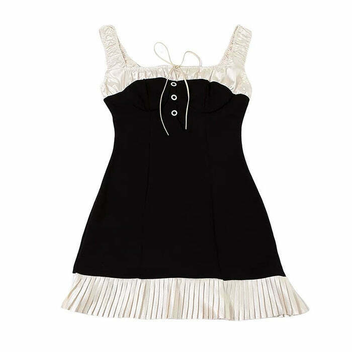 Chic French Maid Mini Dress for Y2K Grunge Look - Trendy 90s Fashion Inspired Outfit