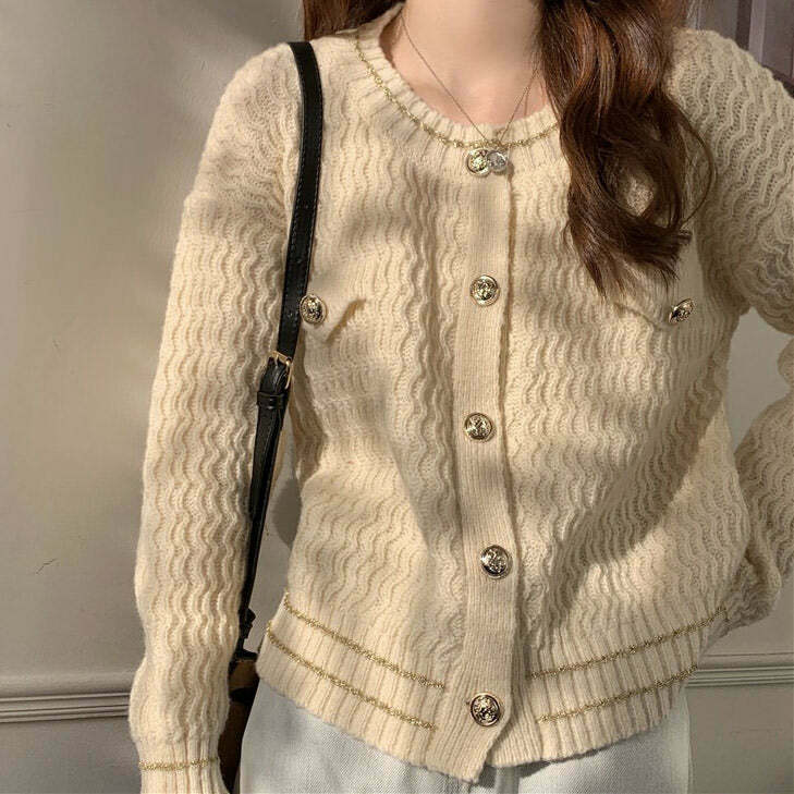 Chic Old Money Aesthetic Cardigan for Y2K Style: Perfect for Office and Summer Fashion