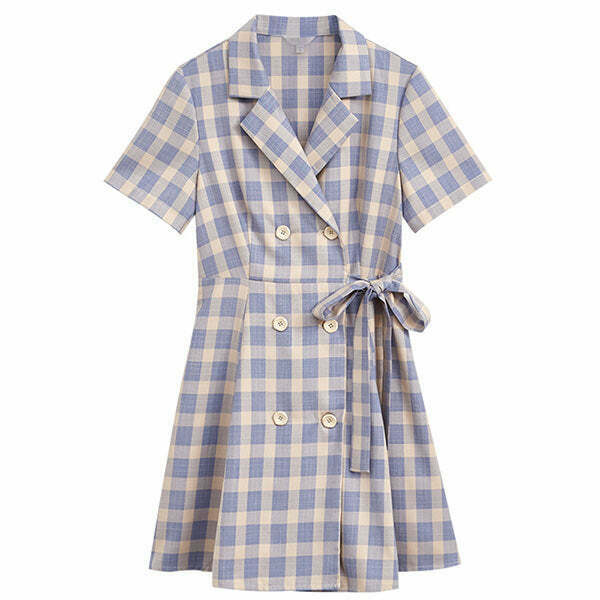 Chic Y2K Plaid Dress in Red and Blue - Perfect for Spring Outfits and K-Pop Fashion