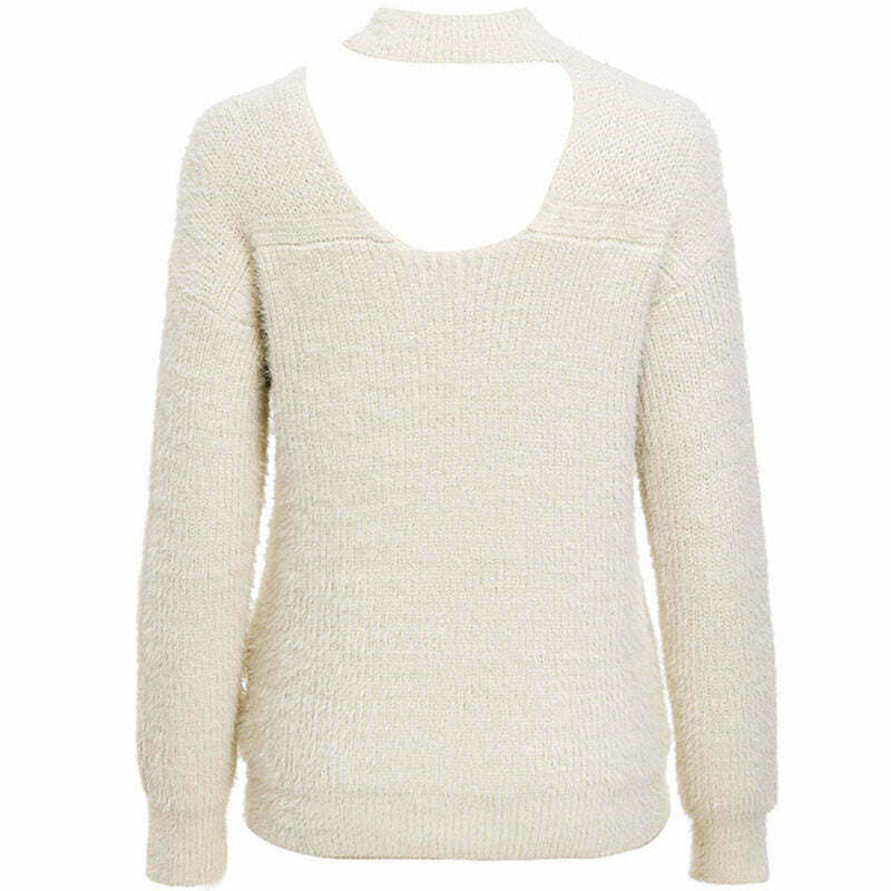 Choker Neck Asymmetric Sweater - Trendy Y2K Style for Winter Fashion & Grunge Aesthetic