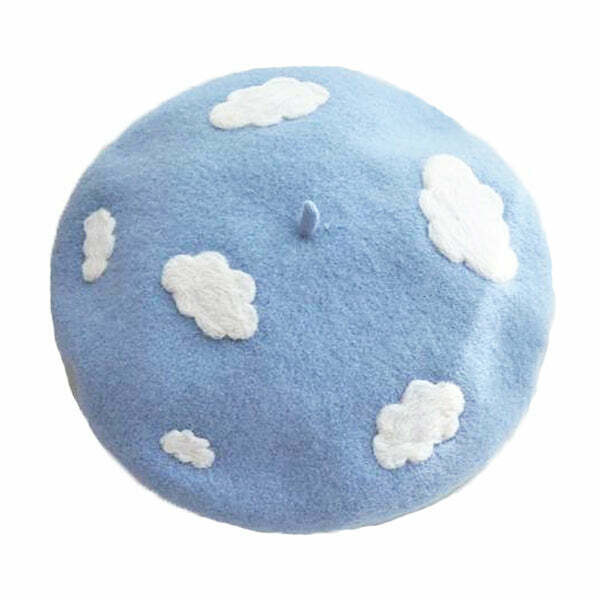 Cloudy Skies Beret - Trendy Y2K Fashion Accessory for Stylish Outfits and Looks