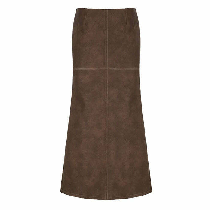 Coastal Cowgirl Leather Maxi Skirt - Retro Y2K Fashion for a Funky, Stylish Look