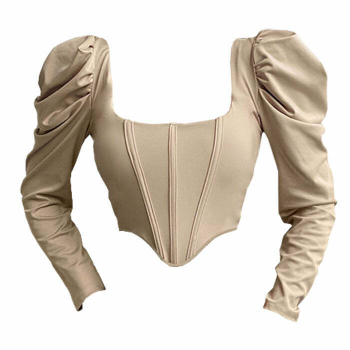 Coffee Cream Corset Top - Y2K Fashion Essential for Punk, Goth, and Cyber Grunge Styles