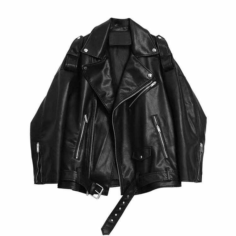 Come As You Are Grunge Leather Jacket - Trendy Y2K Fashion for Hip Hop & Popstar Styles