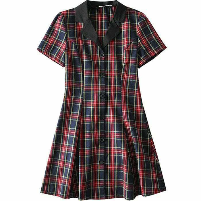 Come As You Are Red and Blue Plaid Dress - Trendy Y2K Grunge Style for Modern Fashionistas