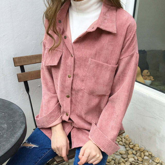 Comfy Cute Cord Shirt for Y2K Fashion: Trendy Outfits Inspired by 90s and Gen Z Styles