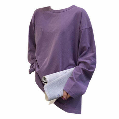 Comfy Cute Long Sleeve Tee - Y2K Grunge Style Shirt for Trendy Outfits and Fashion