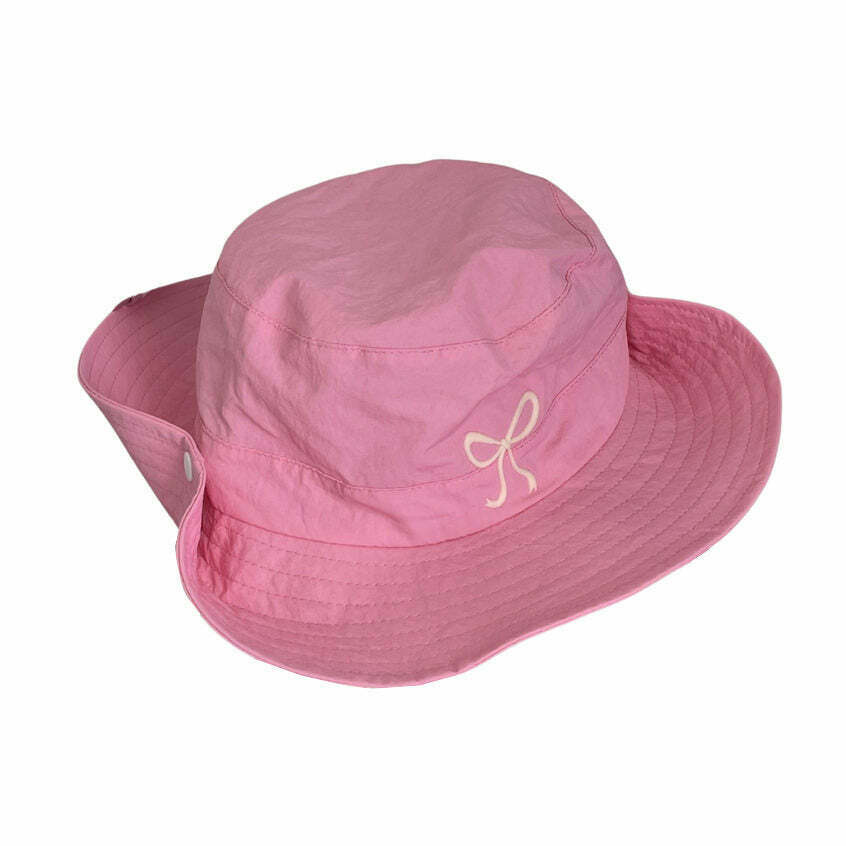 Coquette Aesthetic Bow Fisherman Hat - Original Y2K Style in Pink for Trendy Fashion