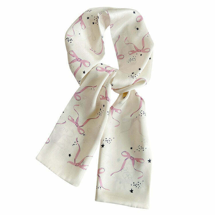 Coquette Aesthetic Bow Print Scarf - Y2K Fashion Essential for Trendy Outfits and Styles