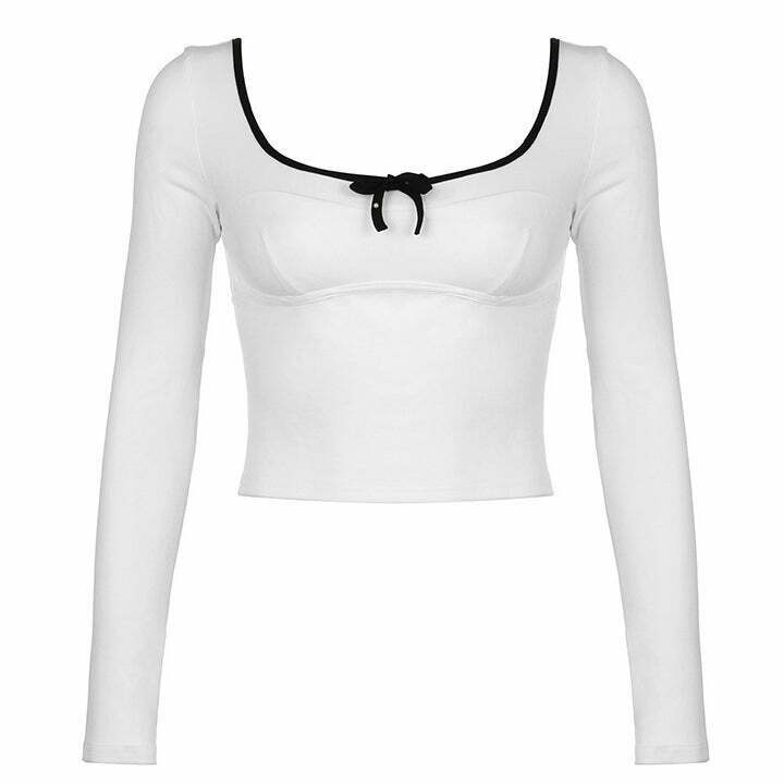 Coquette Aesthetic Long Sleeve Top - Elegant Y2K Grunge Fashion for Iconic Style