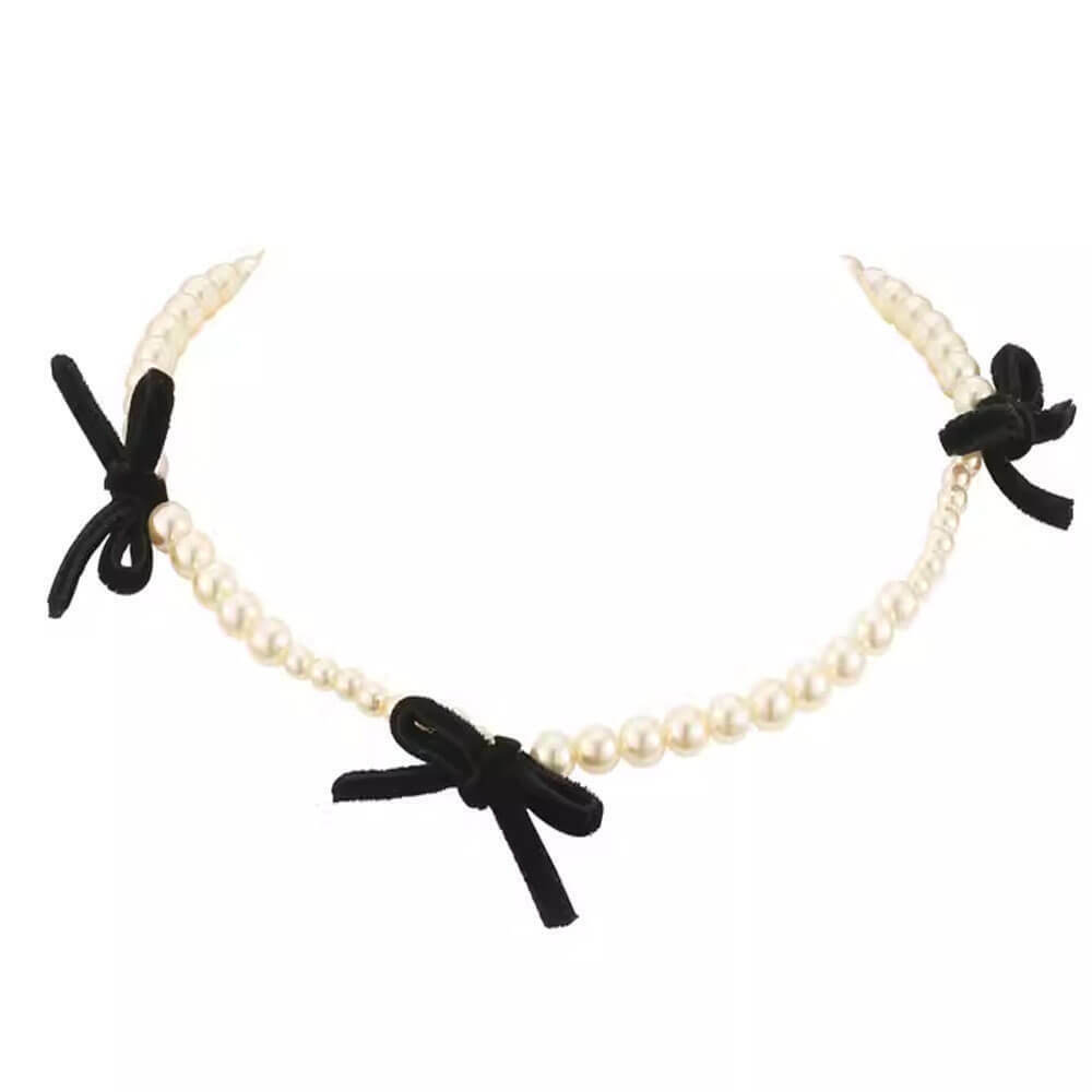 Coquette Aesthetic Pearl Bow Choker - Y2K Fashion Statement for Retro Futurism Style