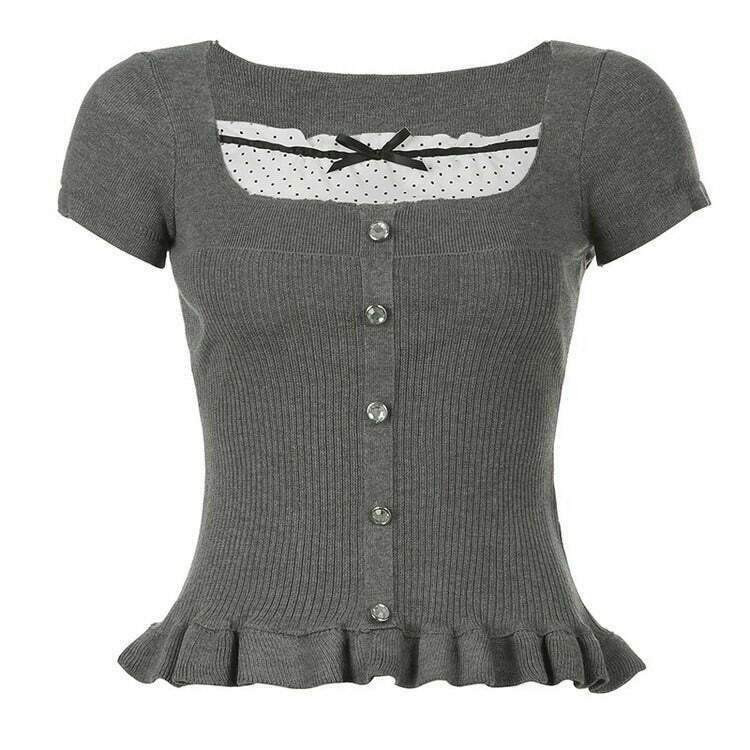 Coquette Aesthetic Rib Top - Trendy Y2K Fashion Jersey for Men & Women in Grunge Style